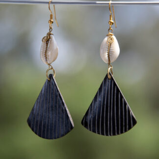 Brass, Shell with Triangular bone base.